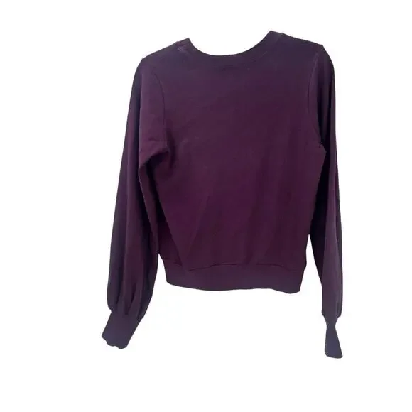 Michael Stars Mac Puff Sleeve Crew Neck Pullover Sweatshirt Plum Size OS NWT - Picture 7 of 11